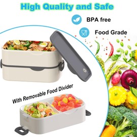 Bento Box Adult Lunch Box, Stackable 3 Layers Large Capacity Lunch Containers, Microwave and Dishwasher Safe Food Grade Containers with Utensils, Dividers and Sauce Boxes for Men, Women, Kids