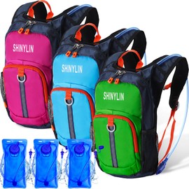 Shinylin 3 Pcs Kids Hydration Backpack with 1.5 L Water Bladder Hydration Pack for Kids Hydration Water Backpack for Kids Lightweight Insulated Water Pack for Boys Girls Biking Climbing Running Hiking