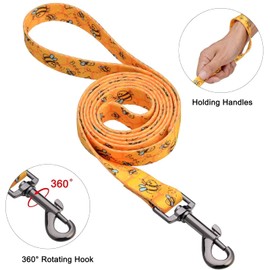 Roses&Poetry Dog Collar and Leash for Extra Small, Adjustable Durable Bee 5ft Puppy Leash Collar for Dog Training Lead（Bee-XS）