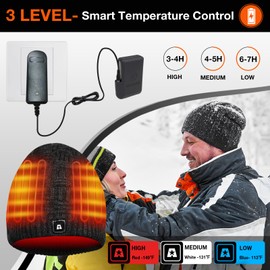 ARRIS Battery Heated Hats for Men Women, Unisex Rechargeable Winter Hat Warm Outdoor Sports Heated Beanie Cap Black
