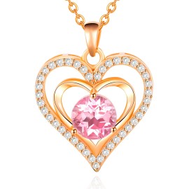 capirosa Fine Jewelry Forever Love Heart Birthstone Pendant Necklaces for Wom...