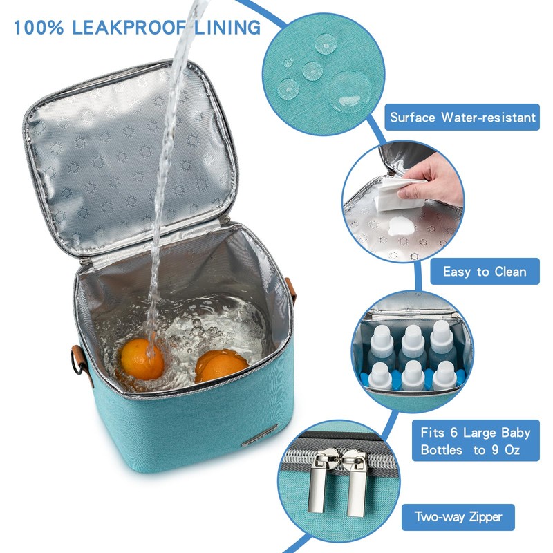 BABEYER Breastmilk Cooler Bag with Ice Pack Fits 6 Baby