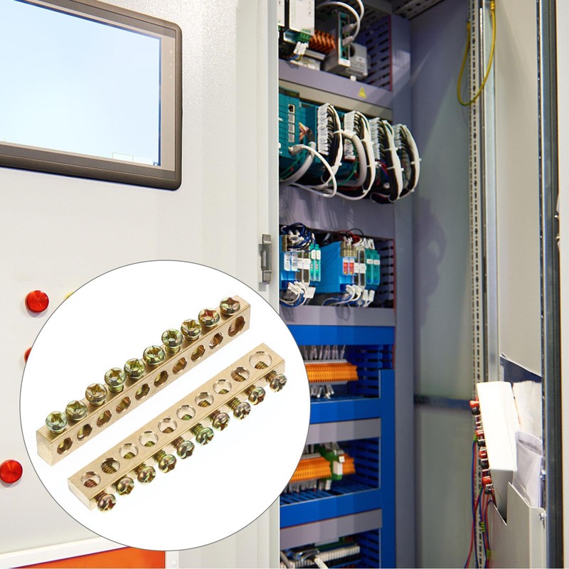 VILLCASE 10 Pcs 12 Holes Earthing Rod Distribution Cable Brass