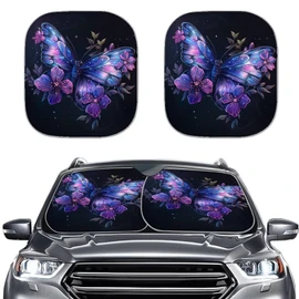 Generic Lishukuss Butterfly Purple Windshield Sun Shade Trucks SUV 2 Piece Car Sun Shade for Women Men Automotive Window Sunshades as Cars,SUV,RV,Truck & Car Accessories