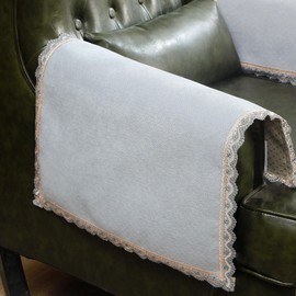 MINJIATEX Couch arm Covers,Non-Slip lace Sofa arm Covers Set of 2 Washable Sofa armrests Cover for Living Room Recliner Chair arm Cover Protectors for Leather armrest (YC-Light Gray)