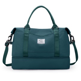 Weekender - Bolsa de viaje con compartimento para zapatos, bolsa de viaje para mujer, bolsa de viaje deportiva y gimnasio con bolsillo húmedo, Azul eléctrico