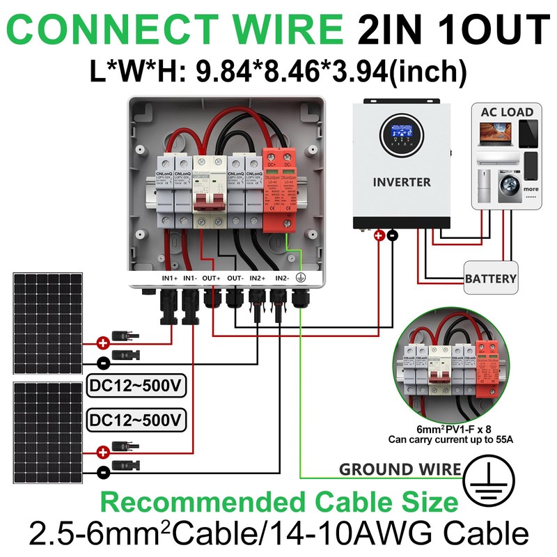 CNLonQcom 2 String Solar PV Combiner Box IP65 2 in
