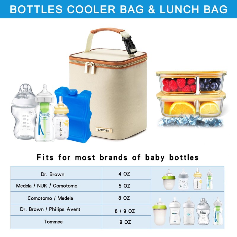 BABEYER Breastmilk Cooler Bag with Ice Pack Fits 4 Baby