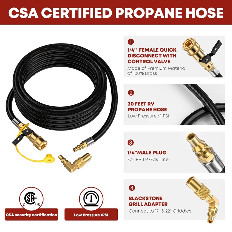 GasXpert 20 FT RV Quick Connect Propane Hose for RV