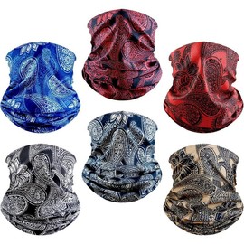 6 Pack Neck Gaiter Elastic Balaclavas Face Mask Versatile Bandana for Men Women - Color: Paisley 6 Pack