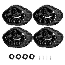 RC Truck Tyres, plplaaoo Upgrade RC Car Tyre Wheel Rubber Crawler Tyre for WPL 1/16 RC Military Truck, 4 Pieces RC Truck Track Wheel, RC Car Accessories Upgrade RC Track RC Car with Tracks 1/16