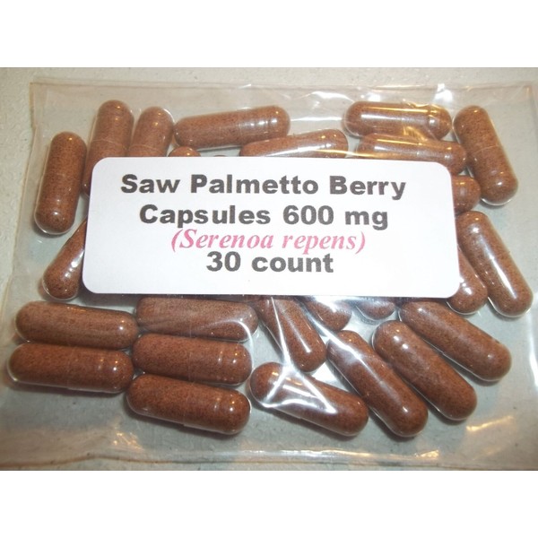 Saw Palmetto Berry Powder Capsules (Serenoa repens) 600mg.   30 count