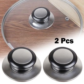 WARESHARK 2Pcs Pot Lid Knob Saucepan Lid Knobs Replacement Stainless Steel Screw Hand Grip Easy Lifting Heat Resistant Pot Pan Handle Cover Universal Cookware Silver Round Knob Home Kitchen Accessory