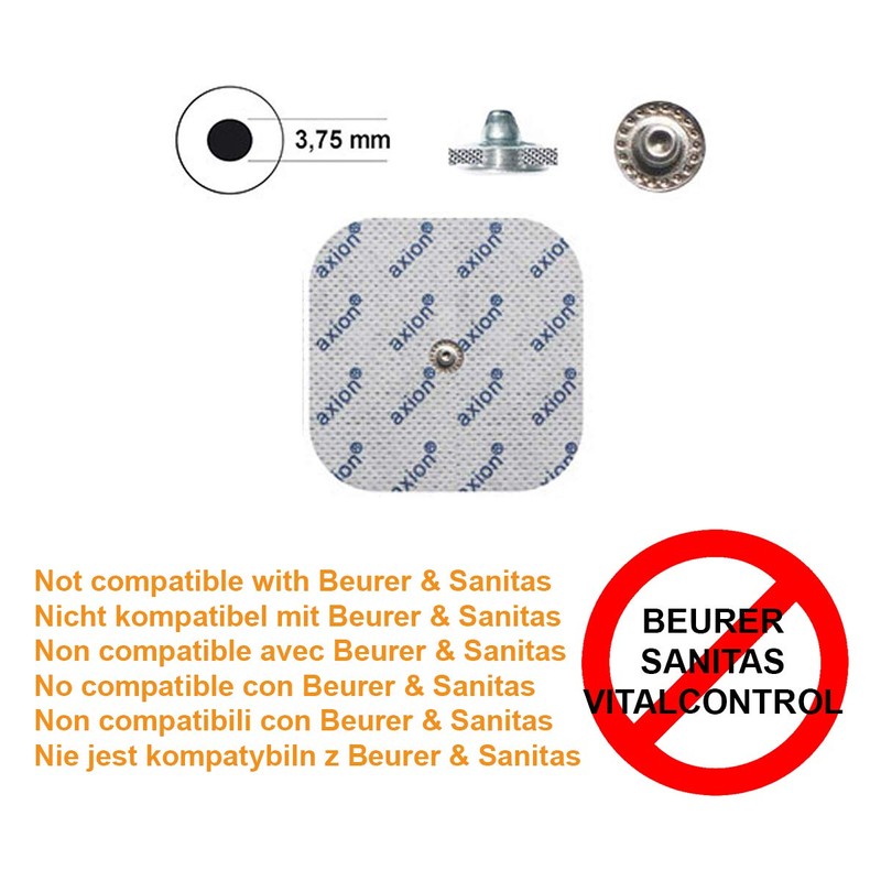 4 axion Elektroden-Pads 5x5 cm kompatibel mit Compex EMS-Geräten