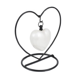 UrnsWithLove Cremation keepsake urn for ashes Heart in my heart Exclusive Protected Design With Box & Stand (Pearl White)