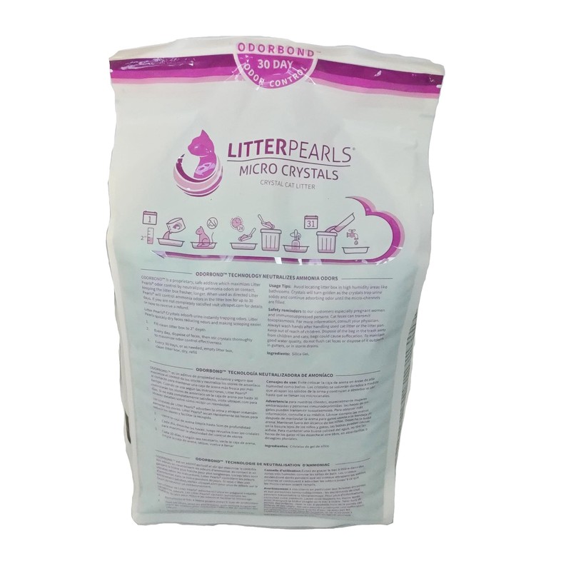 Litter Pearls Micro Crystals Unscented Non-Clumping Crystal Cat Litter with