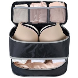 Cambond Travel Underwear Organizer Bag - Lightweight Expandable Bra Bag Organizer for A-C Cup Bras, Portable Travel Packing Organizers Underwear Storage Bag Compression Packing Cubes for Women Black