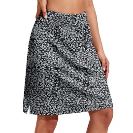 COOrun Golf Skirts for Women Lightweight Athletic Skirt with Pockets Active Tennis Skirts High Waisted Rip Skirts Summer Skirts,White Leaf XL