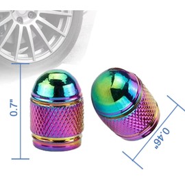 4PCS Colorful Tire Valve Stem Caps, Bling Iridescent Car Accessories, Universal Aluminum Alloy Bullet Style Polished Tire Valve Caps for Cars, SUV, Trucks, Motorcycles, Bicycles