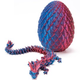 3D Printed Dragon Eggs with Dragon Inside, Articulated Crystal Dragon for Home Office Desk Decor, Mystery Fidget Gift for Adults Stress Relief Autism ADHD, Easter Basket Stuffers (Green)