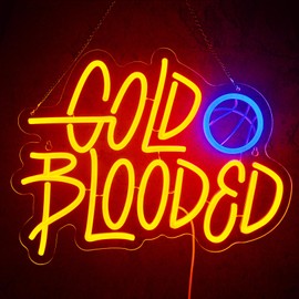 Basketball Neon Sign Warriors Team Slogan Neon Sign for Wall Decor Gold Blooded USB Dimmable LED Neon Lights for Beer Bar Kitchen Restaurant Home Bar Pub Tavern Party Man Cave Club Shops Hotel Store Business Gift