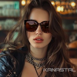 KANASTAL Over Glasses Sunglasses for Women Fit Over Glasses Sunglasses Polarized Wrap Around Square Shades Trendy Oversize Tortoise Brown Frame UV400 Protection