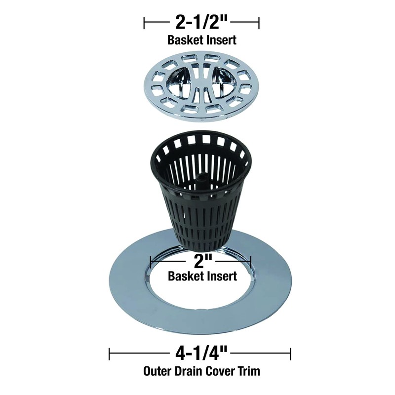 Danco 10529P Chrome Shower Drain Hair Catcher for Stand-Alone Shower,