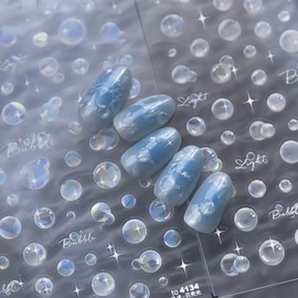 Bubble Nail Art Stickers Summer Nail Decals Adorable Transparent Bubbles Manicure Sticker for Women Girls (Bubble)