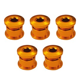 Runseaway 5PCS M8 Chainring Bolts, 7075 Aluminum Alloy Bike Crankset Screws, Single Chainwheel Fixing Hardware for MTB Road BMX Bicycle, CNC Nuts, Gold