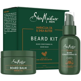 Kit de aseo de aceite de barba y bálsamo de karité para hombres, orgánicos todos los aceites naturales de maracuja y karité, aceite acondicionador de barba, 3.2 onzas y bálsamo para barba, 4 onzas. Hidrata y suaviza