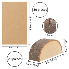 BELLE VOUS 50 pack Semi-Circle Place Card Holders (20stands+30blank cards) Rustic Wooden Stands with Place Cards for Table Number, Name Card, Birthdays/Wedding Table Sign, Party Deco and Memo