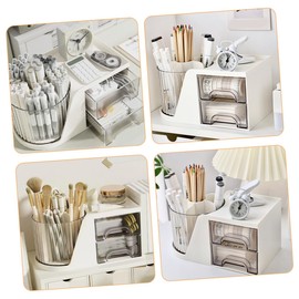 jojofuny Rotating Desk Organizer with Drawer Versatile Desktop Storage Box for Office Classroom and Home Use Sturdy and Pet Material Efficient Pen Holder and File Organizer