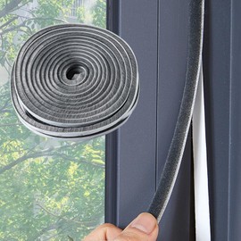 QIEOTE 33 Ft Gray Self-Adhesive Soundproofing Weather Stripping for Doors and Windows Weather Stripping Brush for Sliding Windows/Doors Frame Sid 0.35" Wide x 0.2" Thick(5mm)