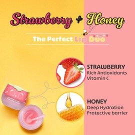 Look At Me Strawberry Honey Moisturizing Lip Balm, Natural Ingredients, Semi-Glossy, Natural Pink, Korean Skin Care, Long-Lasting Moisture, Gifts For Women (0.2 fl.oz.)