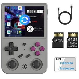 RG353V Handheld Game Console , Dual OS Android 11 and Linux System Support 5G WiFi 4.2 Bluetooth Moonlight Streaming HDMI Output Built-in 64G SD Card 4452 Games - Storage Capacity: RG353V-GRAY