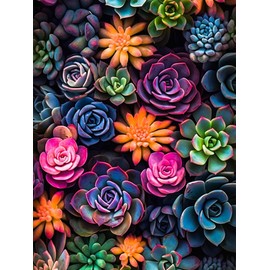 AREOPNMG 5D Diamond Painting Kits for Adults Beginners,DIY Succulents Plant Diamond Art,Full Round Drill Diamond Dot Gem Art Kits,Home Wall Decor 12x16 Inch