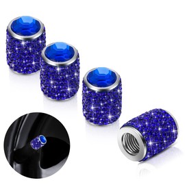 Bling Tire Stem Valve Caps, Crystal Tire Caps Shinny Rhinestone Universal Car Dustproof Tire Valve Caps for Car SUV Motorcycle Bicycle Truck (Blue)