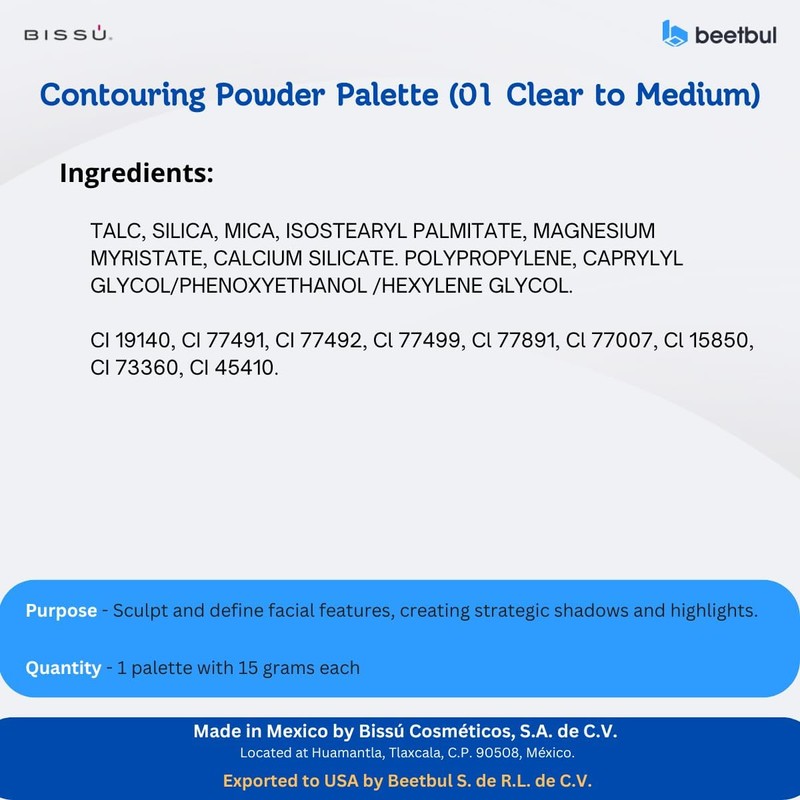 Kit de maquillaje: Bissú Contour Palette + 1 palicador +