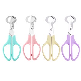 Pack of 4 Quail Egg Scissors, Small Egg Scissors, Stainless Steel Quail Egg Scissors, Egg Divider, Egg Opener for Home, Kitchen, Restaurant (Beige, Pink, Purple, Blue)