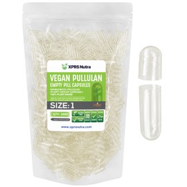 XPRS Nutra Cápsulas vacías Pullulan tamaño 1 – 1000 unidades Clean Label Plantcaps cápsulas veganas vacías transparentes – Cápsulas vacías vegetarianas de primera calidad – Relleno de cápsulas vegetales DIY – Cápsulas de píldora vacías