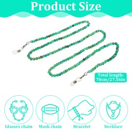 Beaded Glasses Chain, Lightweight Eyeglass Chains for Women Fashionable Solid Chain for Glasses Around Neck Women Beaded Lanyard with Case (Green)