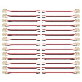 Clearhill 5mm 2Pin 20PCS Press-in Assembly COB Led Strip Connectors,Ultra Slim,Strip to Wire +10cm Cable Connectors for Single Color 5V/12V/24V Light Strips,Transparent Terminal,Safe Connection.
