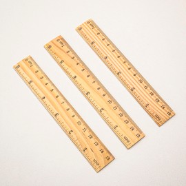 DIAO79NI Wooden Ruler, 6 Inch (15cm) Ruler, Pack of 3, Wood Ruler, Rulers for Kids, Measuring Tools, Ruler Set, Ruler in Inches and Centimeters