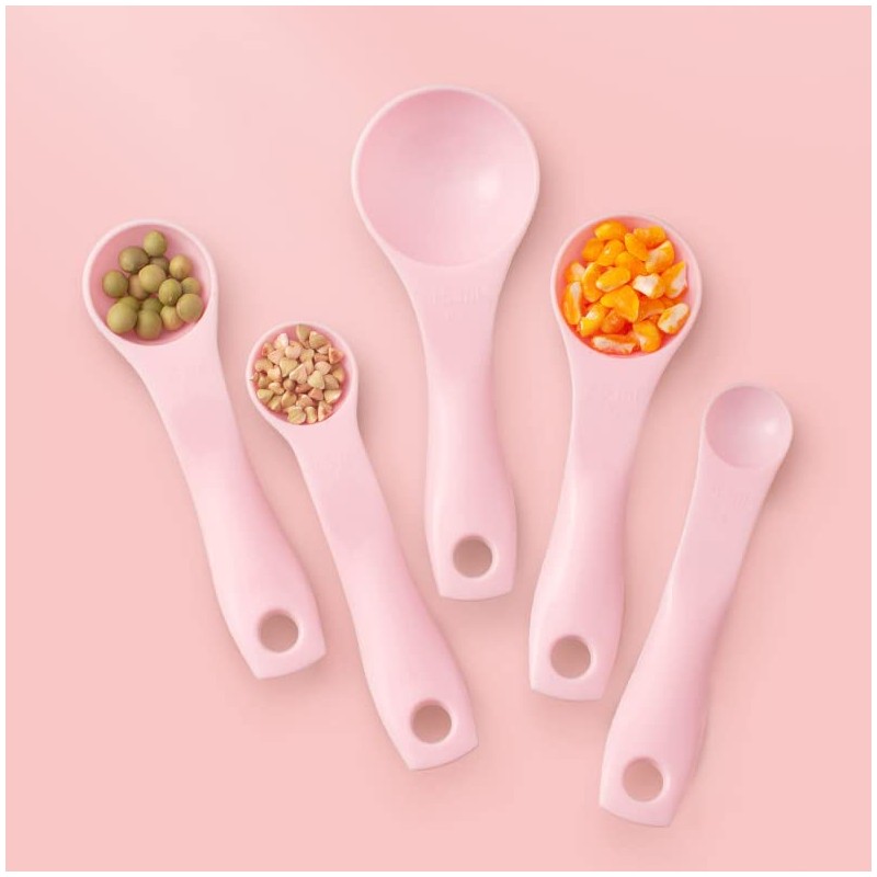 Set of 5 Plastic Measuring Spoons Set Pink Measuring Cup