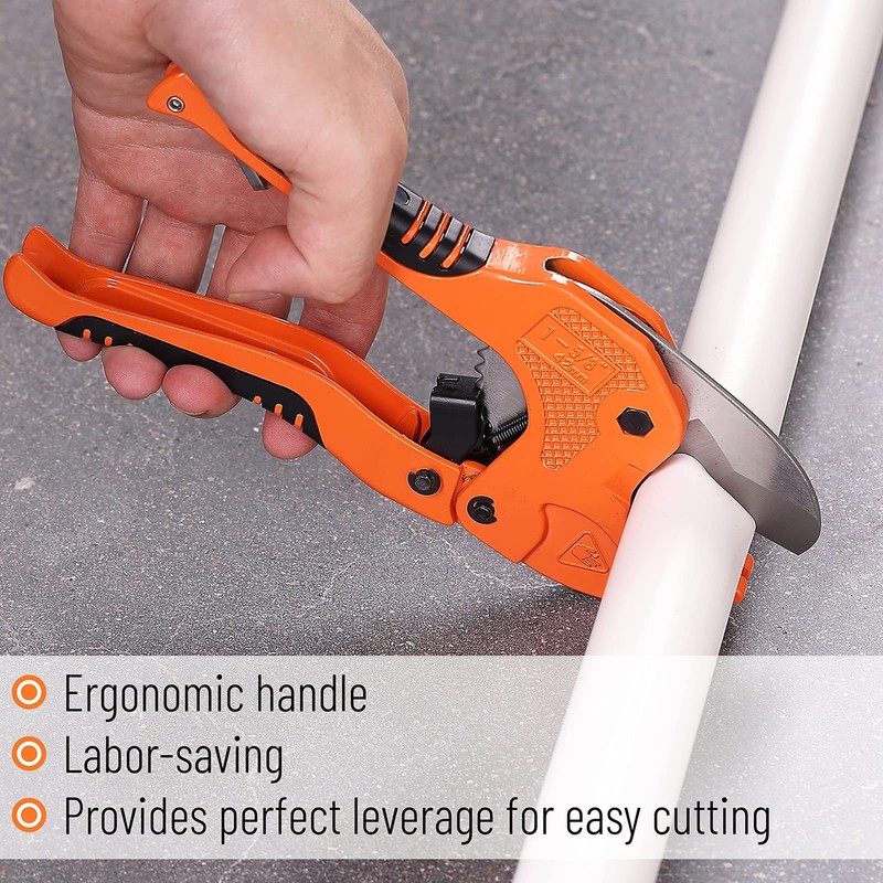 PROWIN PVC Pipe Cutter, PVC Cutter 1-5/8", Ratcheting PVC Cutter