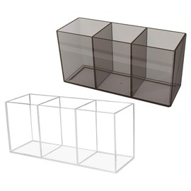 TEHAUX 2pcs Multi-functional Transparent Makeup Brush and Pen Organizer Desktop Storage Holder for Stationery and Cosmetics Lightweight and Stable Design for Easy Access