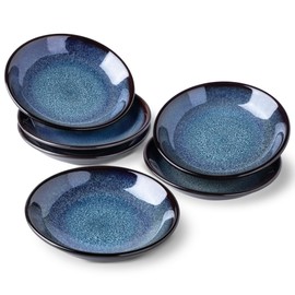 LERATIO Ceramic Soy Sauce Dishes of 6, Reactive Glaze Dipping Sauce Cups/Bowls/Dishes for Kitchen, 3oz Ceramic Small Bowls for Side Dishes, Snacks,and Sushi,Condiment,Dishwasher Safe -Blue