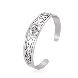 UNIFT Witch Knot Bracelet for Women Men Stainless Steel Hollow Out Chic Celtic Witch Knot Cuff Bangle Pagan Wiccan Jewellery, Stainless Steel, No Gemstone
