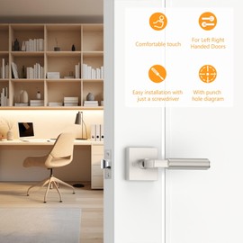 Amerdeco 1 Pack Matte Black Passage Knurled Door Handles, Heavy Duty Non-Locking Door Lever for Hall, Closet, Office Area, Shopping Malls AM038