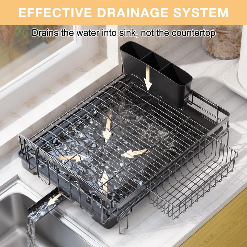 Dish Drying Rack Extendable Dish Rack Rustproof Carbon Steel with